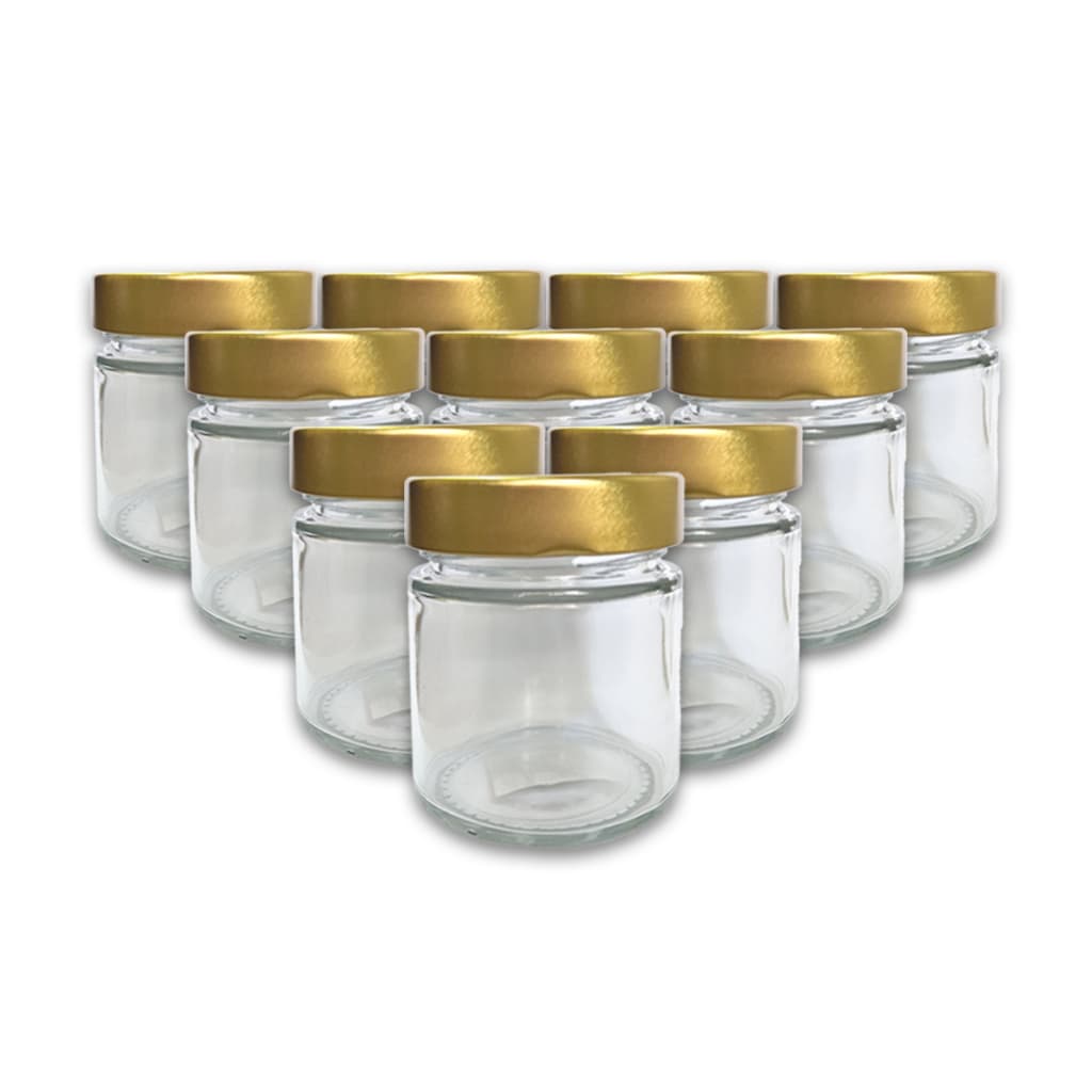 Kit 10 Pote de Vidro Pianezza com Tampa Dourada Alta para Velas Aromáticas 200ml